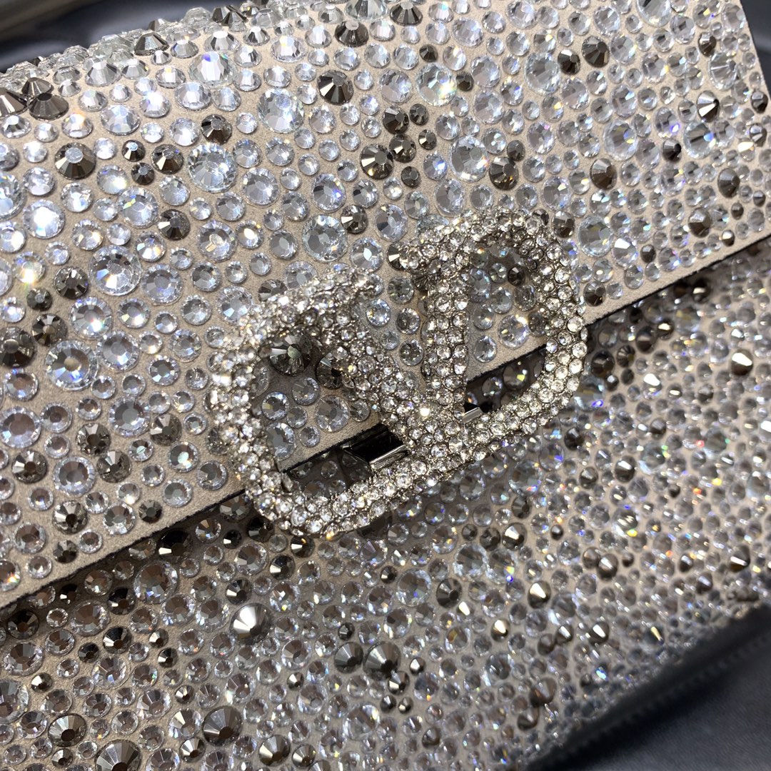 Valentino Garavani Vsling Mini Handbag Entirely Covered in Beige Rhinestones 